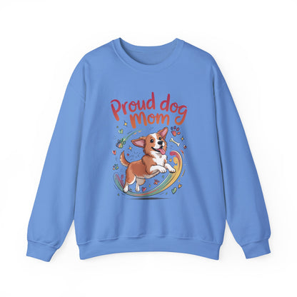 Proud Dog Mom Crewneck Sweatshirt, Pet Lover Gift, Dog Mom Apparel, Animal Lover Clothing, Gift for Dog Moms, Puppy Paw Rainbow Print