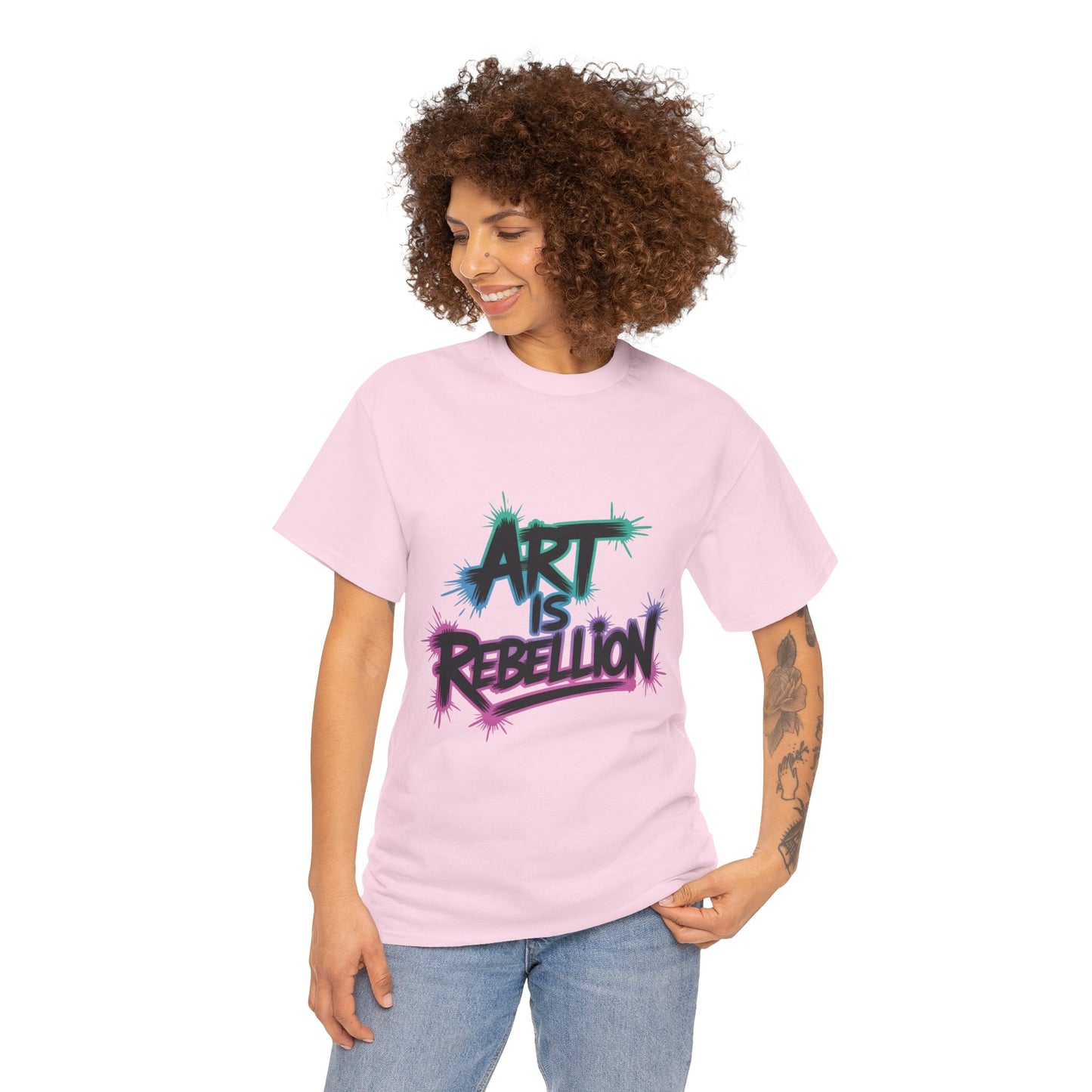 Art Is Rebellion Women's Graphic T-Shirt, Graffiti Street Art Tee, Bold Rebel Statement Top