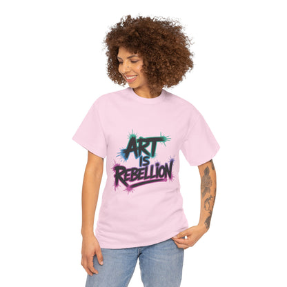 Art Is Rebellion Women's Graphic T-Shirt, Graffiti Street Art Tee, Bold Rebel Statement Top
