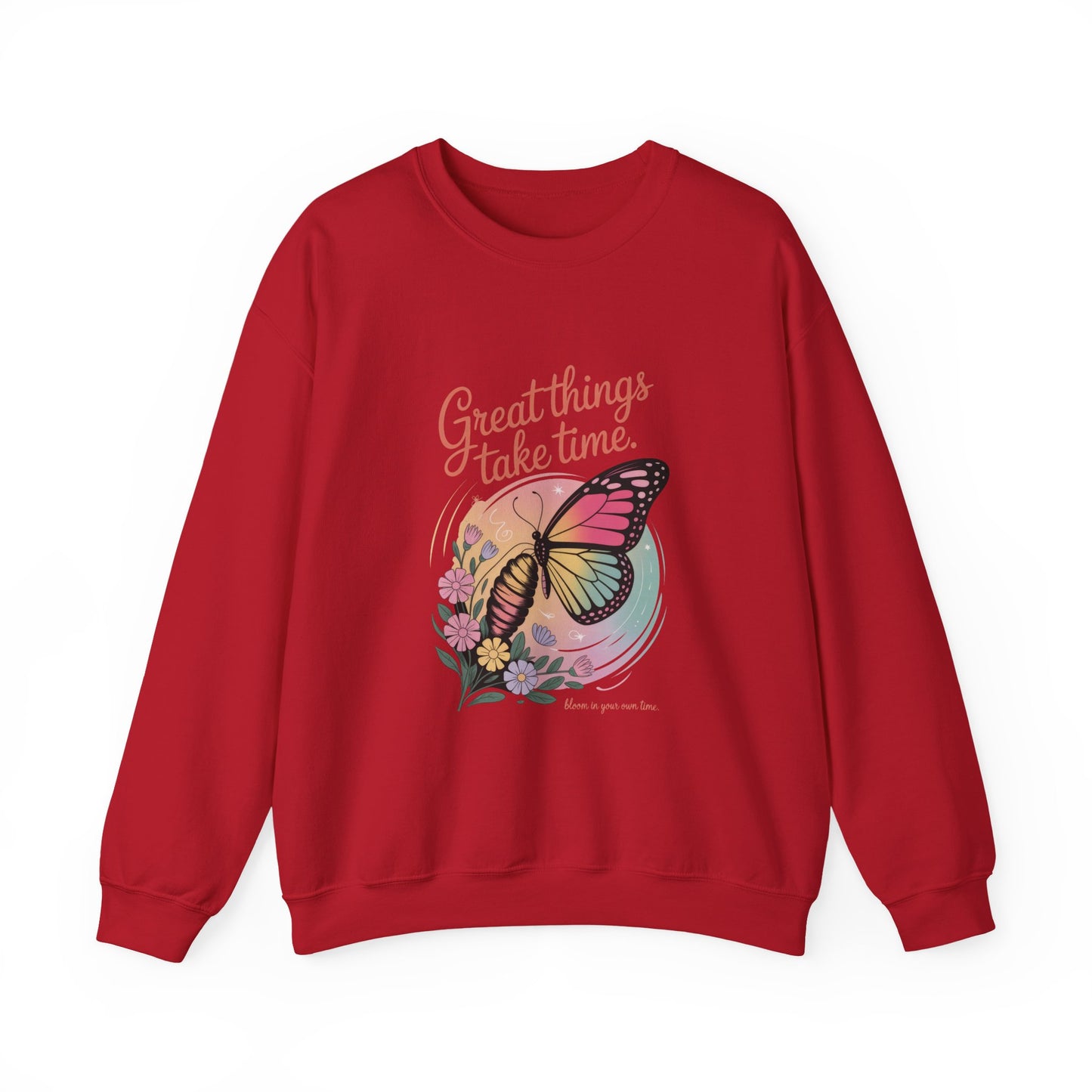 Inspirational Butterfly Sweatshirt - Great Things Take Time, Cozy Unisex Crewneck, Perfect Gift for Nature Lovers, Relaxed Style, [...]