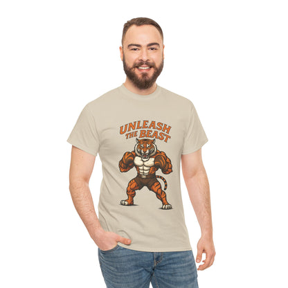 Unleash The Beast Tiger Gym Shirt, Mens Workout T-Shirt, Bodybuilding Motivation Tee, Fitness Muscle Tiger Graphic, Strong Beast Gym Top
