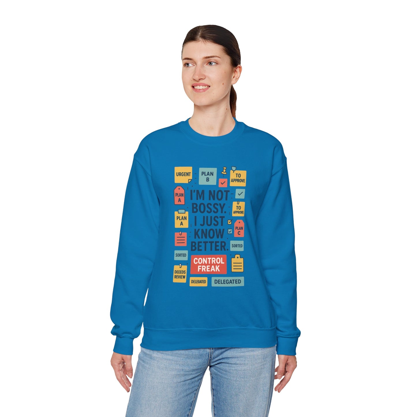 Funny Womens Control Freak Sweatshirt, Bold Sarcastic Quote Pullover, Ideal Gift for Bossy Friends, Funny Womens Sweatshirt