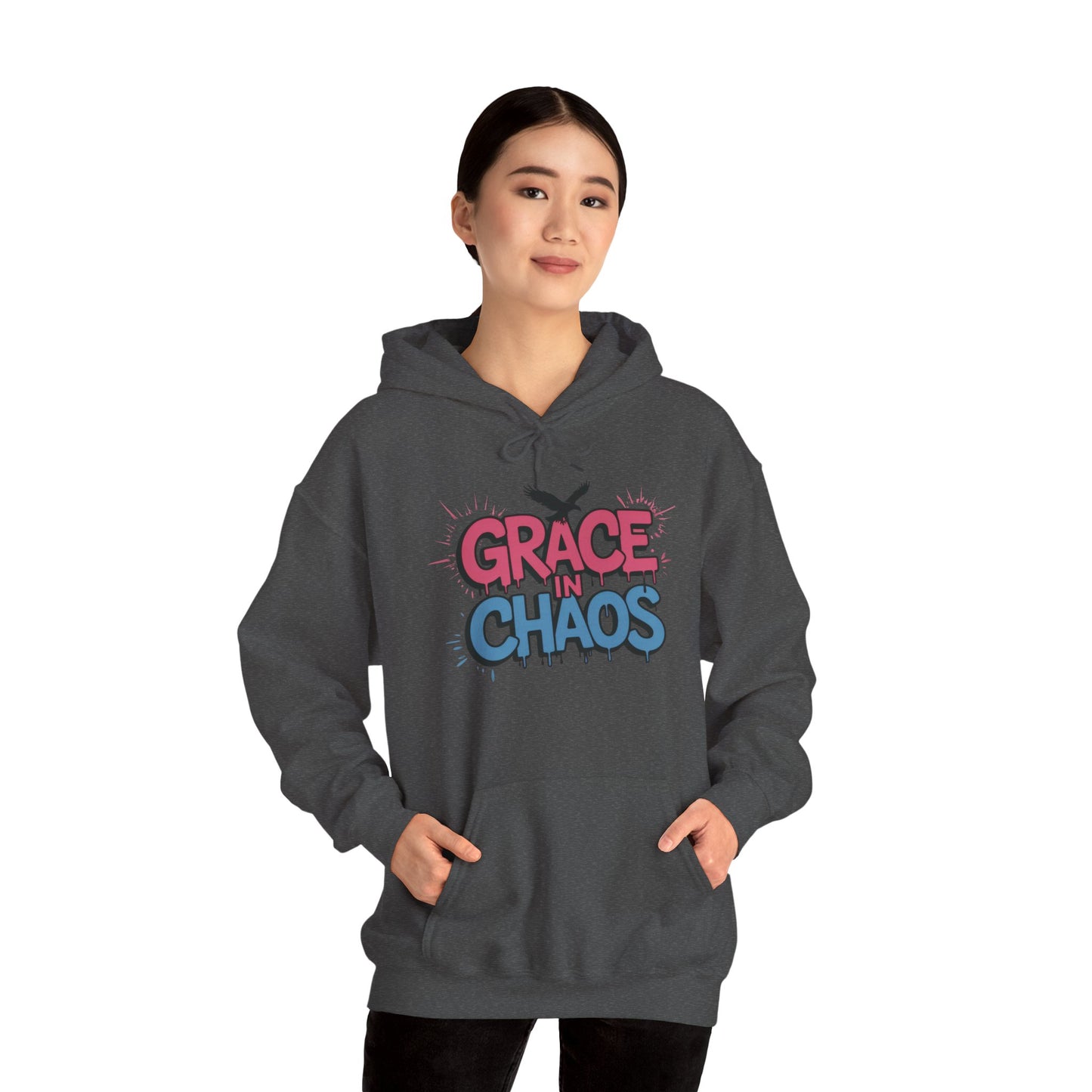 Women's Hoodie Grace in Chaos, Graffiti Dripping Street Art Urban Hoodie, Bold Graphic Pullover
