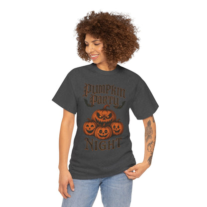 Pumpkin Party Night Shirt, Women's Halloween Gothic Pumpkin T-Shirt, Spooky Jack O Lantern Party Tee, Cute Scary Fall Shirt