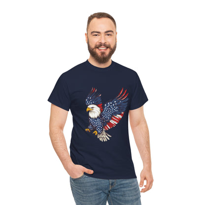 Patriotic Eagle Tee | Unisex Heavy Cotton T-Shirt for Independence Day, Memorial Day, Veterans Day, Gift for Nature Lovers, Casual Wear