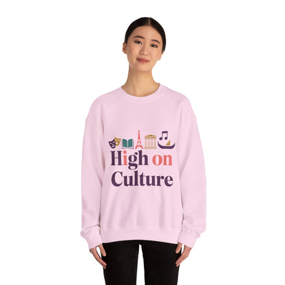 Womens Heavy Blend™ Crewneck Sweatshirt, High on Culture Womens Sweatshirt, Stylish Cultural Graphic Top