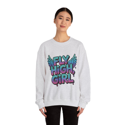 Women's Sweatshirt Fly High Girl, Graffiti Drip Angel Wings Streetwear Pullover Top