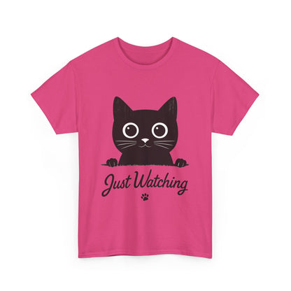 Cute Black Cat Shirt for Women - Just Watching Minimalist Kitty Tee - Funny Cat Lover Gift, Funny Pet Lover Gift, Animal Lover Tee