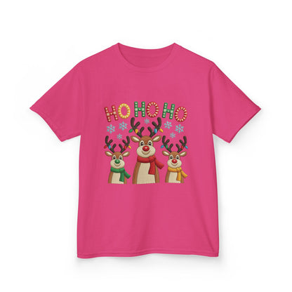 Ho Ho Ho Reindeer T-Shirt for Girl, Cute Christmas Kids Holiday Tee