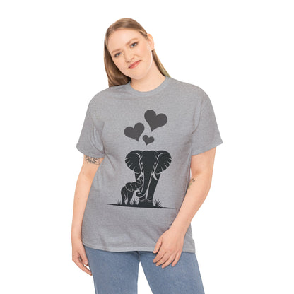 Elephant Mom and Baby T-Shirt, Elephant Love Cotton Tee, Cute Animal Shirt, Animal Lover Gift, Cute Minimalist Elephant Design