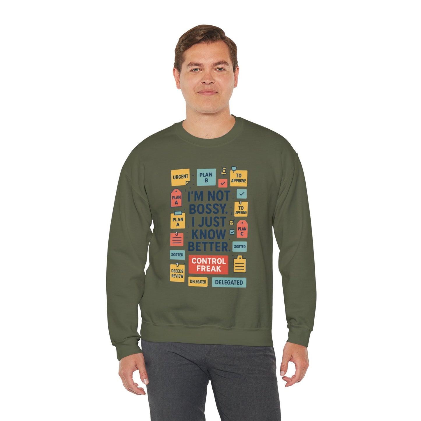 Funny Mens Control Freak Sweatshirt, Sarcastic Crewneck Gift for Him, Perfect Gift for Bossy Friends
