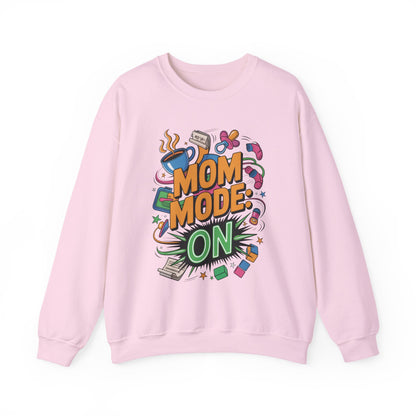 Mom Mode On Crewneck Sweatshirt, Gift for Mom, Mother's Day Humor T-Shirt, Cute Mama Life Graphic Tee, Mother's Day Gift