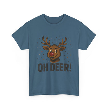 Men's Oh Deer Funny Christmas T-Shirt, Reindeer Holiday Graphic Tee