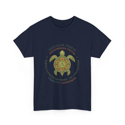 Earth Totem Turtle Unisex T-Shirt, Sigillum Terrae Symbol, Elemental Growth Unisex Tee, Spiritual UV Protection Shirt, Nature Symbol Gift