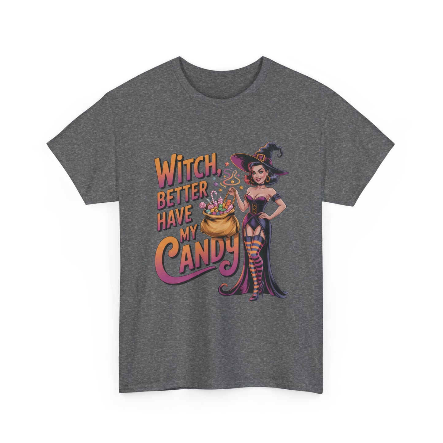 Witch Better Have My Candy Halloween T-Shirt for Women, Funny Spooky Witch Tee, Retro Pin-Up Halloween Shirt, Sassy Fall Party Top