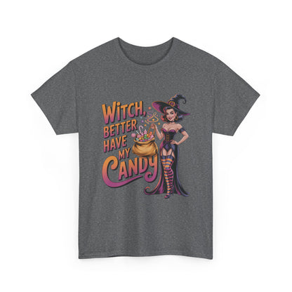 Witch Better Have My Candy Halloween T-Shirt for Women, Funny Spooky Witch Tee, Retro Pin-Up Halloween Shirt, Sassy Fall Party Top