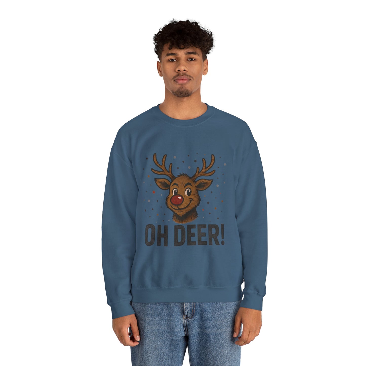 Men's Oh Deer Funny Christmas Sweatshirt, Reindeer Holiday Pullover