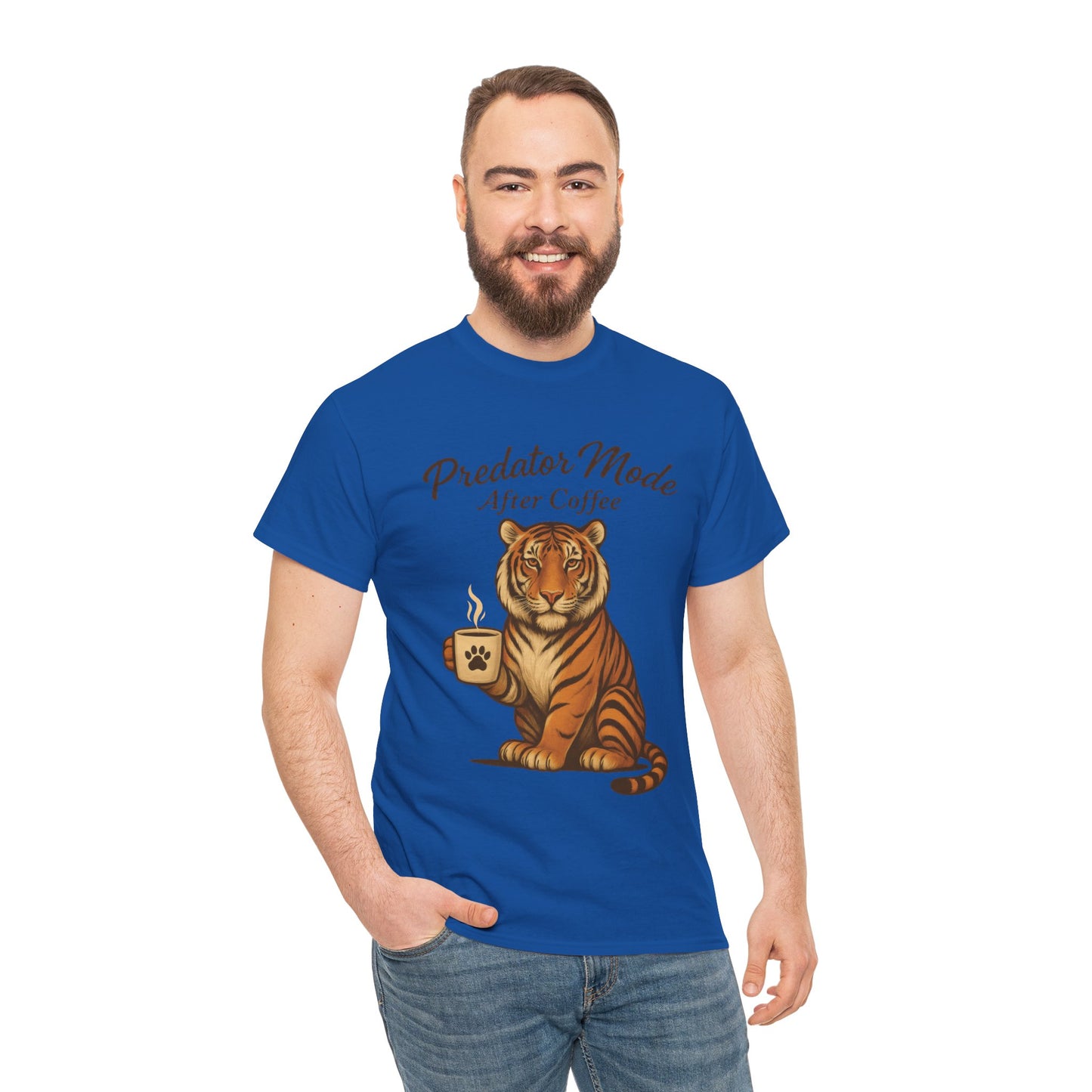 Predator Mode After Coffee Tiger Shirt, Funny Coffee Lover Tee, Mens Caffeine Graphic Tee, Morning Motivation Tiger Shirt,Coffee Addict Gift