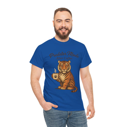 Predator Mode After Coffee Tiger Shirt, Funny Coffee Lover Tee, Mens Caffeine Graphic Tee, Morning Motivation Tiger Shirt,Coffee Addict Gift