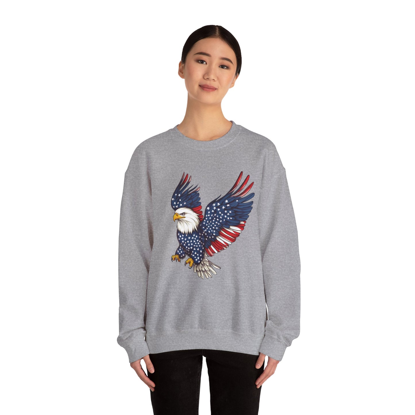 Patriotic Eagle Sweatshirt, Unisex Crewneck, USA Pride Apparel, Cozy Everyday Wear, Perfect for Independence Day, Gift for Patriots