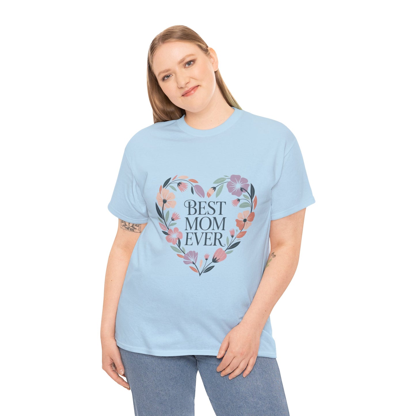 Floral Best Mom Ever Tee, Mother's Day Gift, Mom Appreciation Gift, Floral Heart Cotton Tee