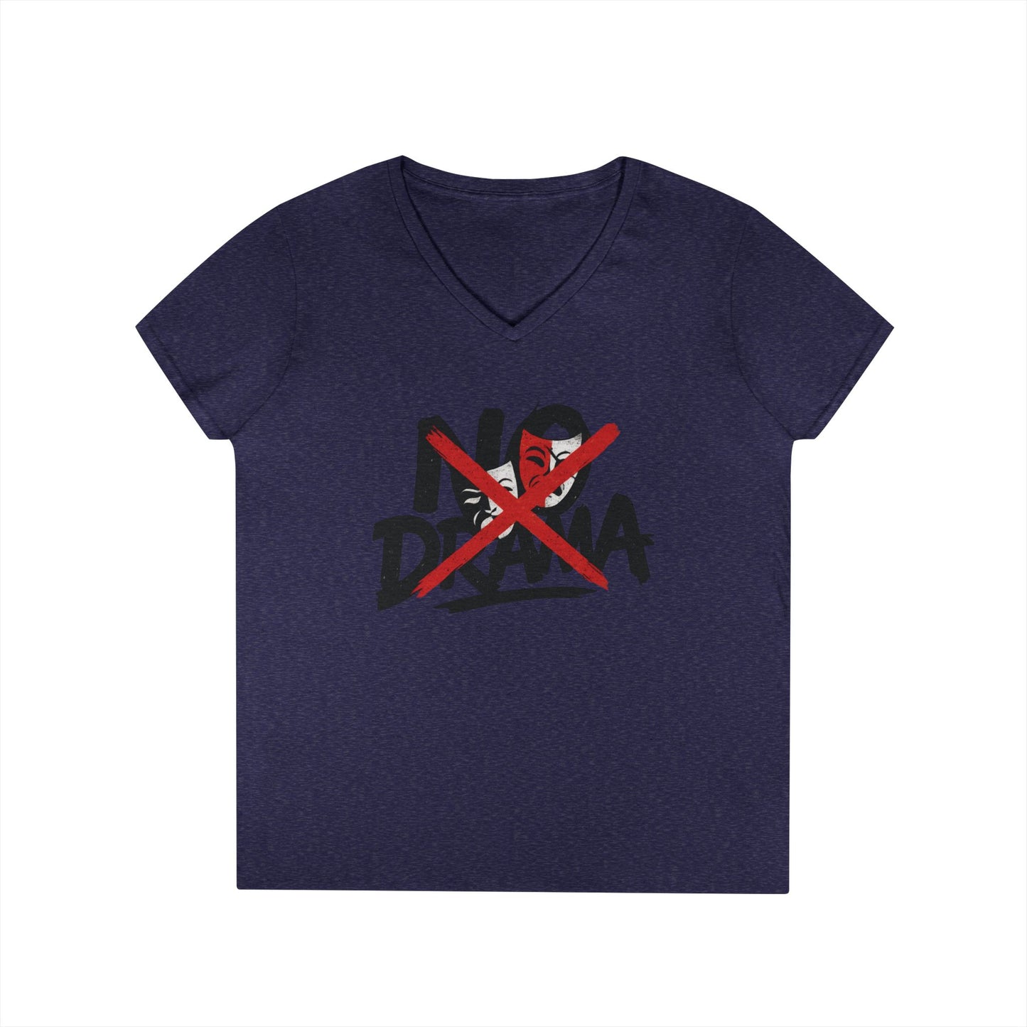 No Drama Ladies' V-Neck T-Shirt, Casual Graphic Tee, Perfect for Everyday Vibes, Gift Idea for Friends, Fun Statement Top, Mood Daily Modes