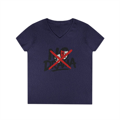 No Drama Ladies' V-Neck T-Shirt, Casual Graphic Tee, Perfect for Everyday Vibes, Gift Idea for Friends, Fun Statement Top, Mood Daily Modes