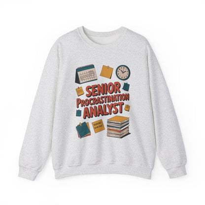 Senior Procrastination Analyst Sweatshirt, Gift for Graduates, Office Humor Apparel, Meme Sweatshirt, Casual Wear, Motivation Humor Apparel