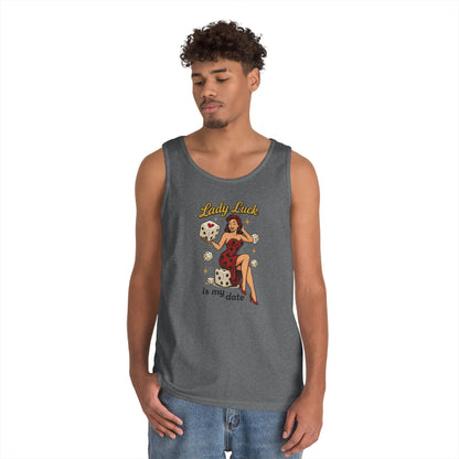 Lucky Me Tank Top, Retro Lady Luck Tee for Men, Gambling & Dice Themed Tee, Vintage Pin-Up Vegas Gift, Good Luck Gifts, for Luck Enthusiasts