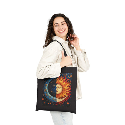 Sun and Moon Cotton Canvas Tote Bag, Eco-Friendly Tote, Boho Chic Bag, Nature Lover Gift, Astrology Tote, Reusable Grocery Bag