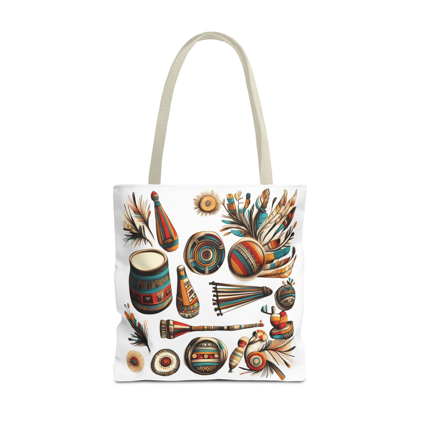 Boho Tribal Music Tote Bag, Ethnic Percussion Instrument Art, Festival Vibes, Shopping Bag, Bohemian Tote, Weekender Bag, Beach Bag, Large Canvas Bag
