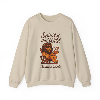 Spirit of the Wild Lion Mens Sweatshirt - Vacation Mode Funny Relaxed Jungle King Pullover,  Fun Gift for Travelers
