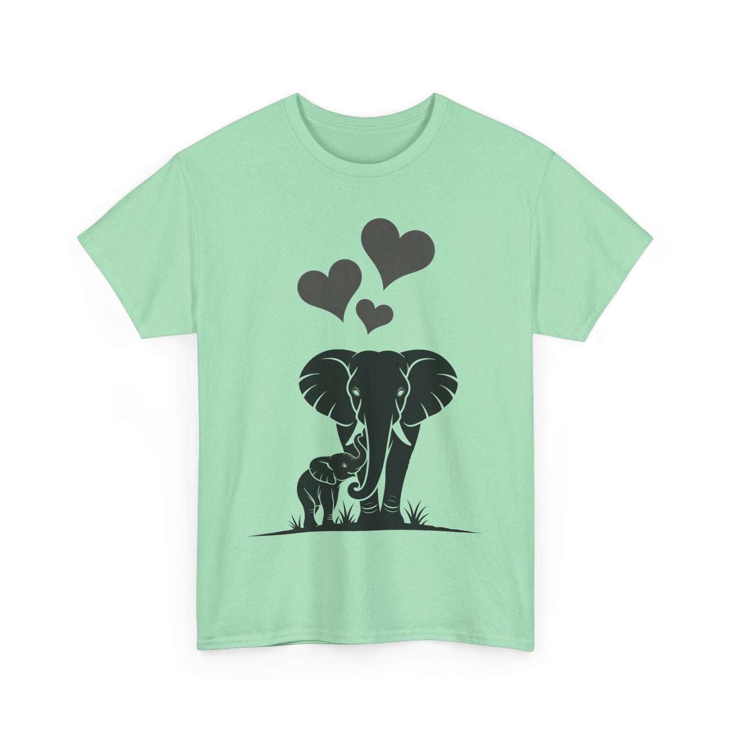 Elephant Mom and Baby T-Shirt, Elephant Love Cotton Tee, Cute Animal Shirt, Animal Lover Gift, Cute Minimalist Elephant Design