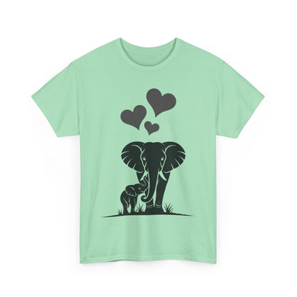 Elephant Mom and Baby T-Shirt, Elephant Love Cotton Tee, Cute Animal Shirt, Animal Lover Gift, Cute Minimalist Elephant Design
