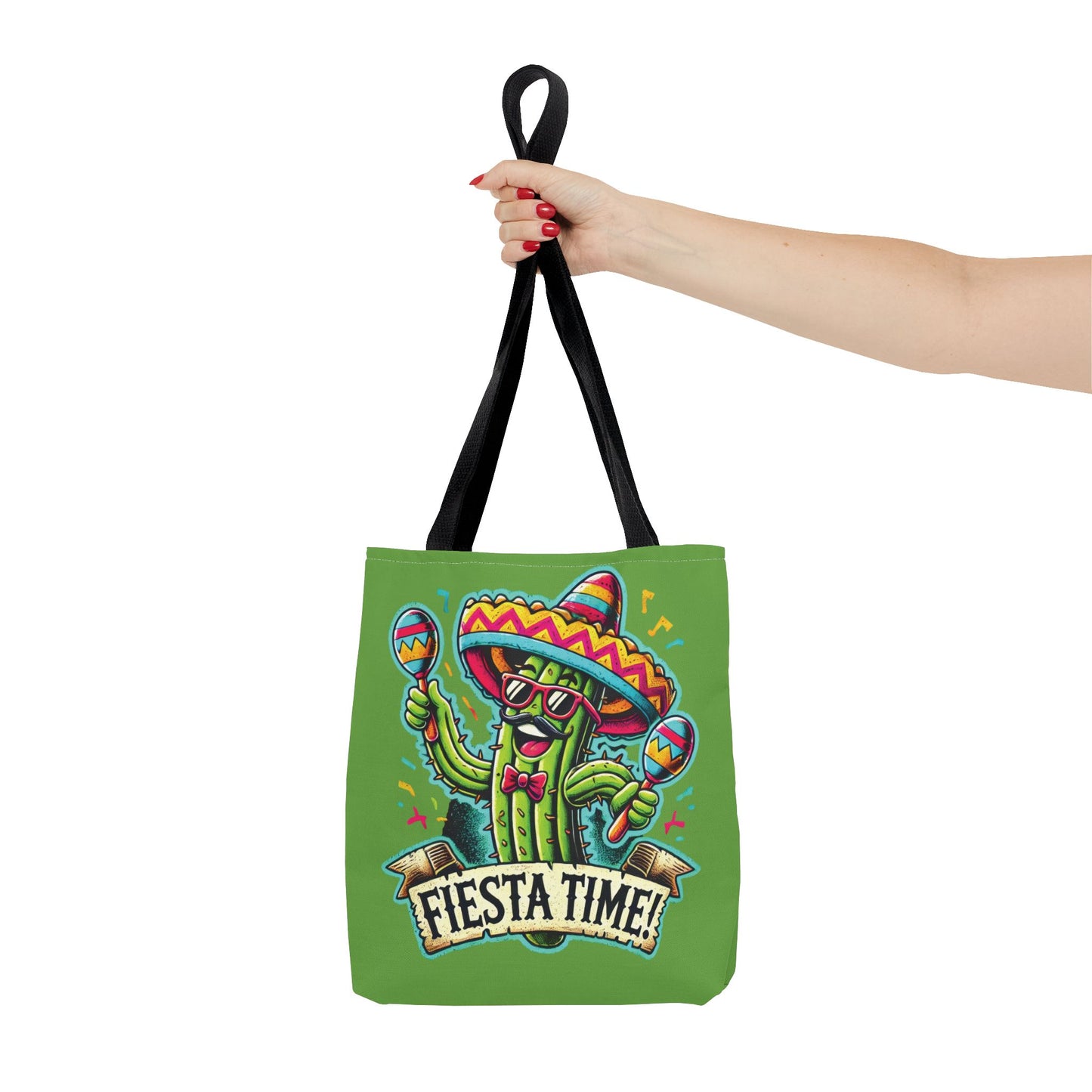 Fiesta Time Cactus Tote Bag, Funny Mexican Party Gift, Sombrero Maracas Print, Cinco de Mayo Bag, Summer Festival Tote, Beach Bag, Shopping