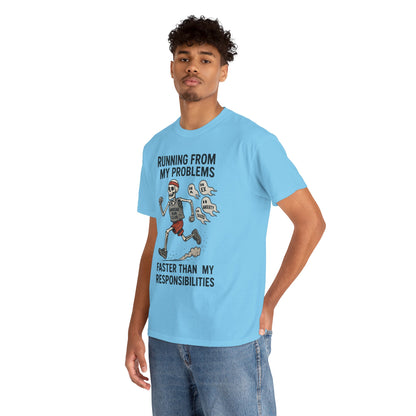 Skeleton Runner Tee for Men, Undead Jogging Club Shirt, Halloween T-Shirt, Gift for Runners, Anxiety Humor Gift