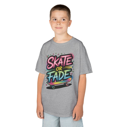 Skate Or Fade Girls Shirt, Colorful Graffiti Skateboarding Tee, Kids Heavy Cotton™ Tee