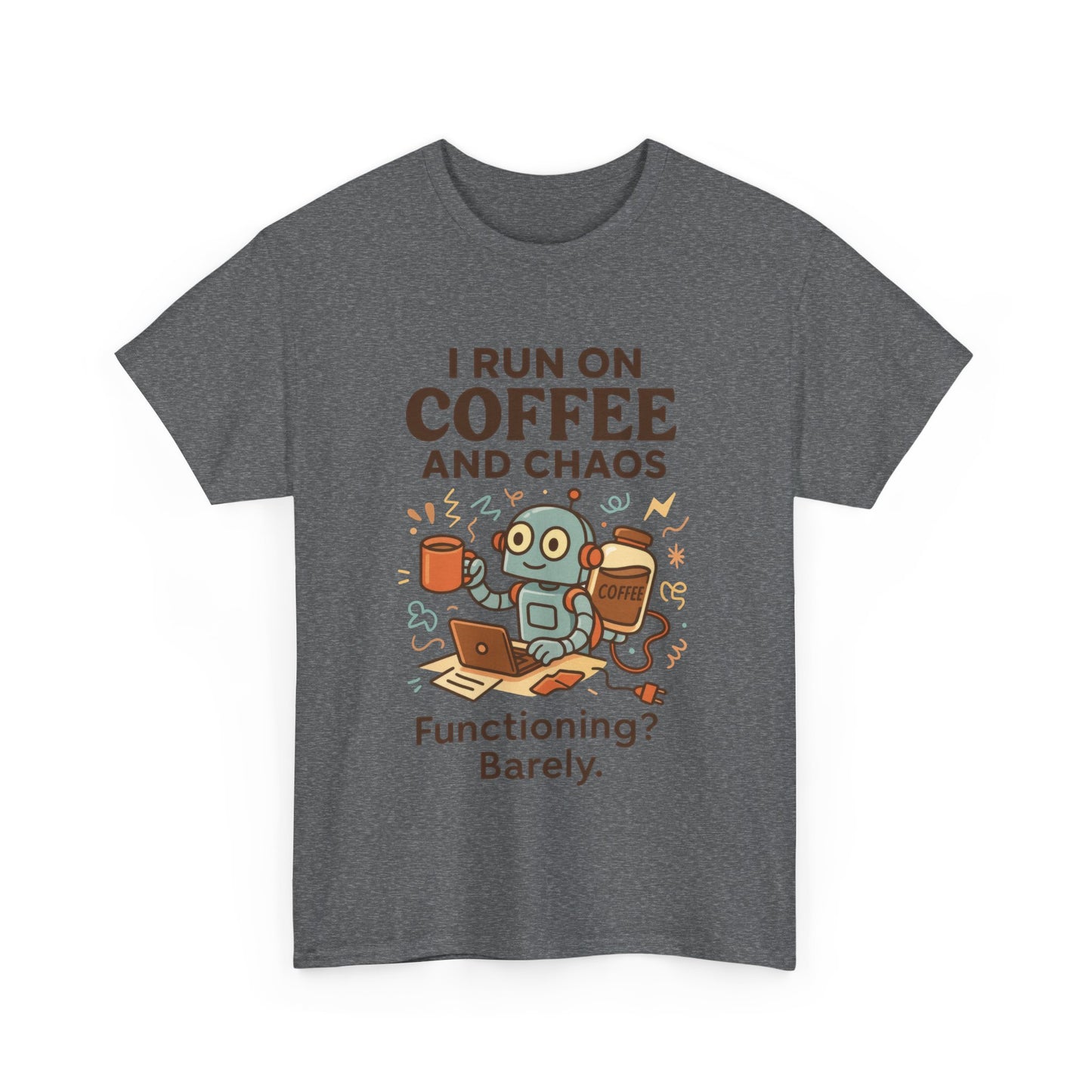 I Run on Coffee and Chaos Unisex Heavy Cotton Tee, Funny Coffee Lover Shirt, Gift for Him/Her, Work from Home Humor Tee, Relaxed Fit [...]