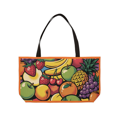 Vibrant Fruit Print Weekender Tote Bag for Beach Days, Travel Accessory, Summer Bag, Music Festival Tote, Everyday Use Bag