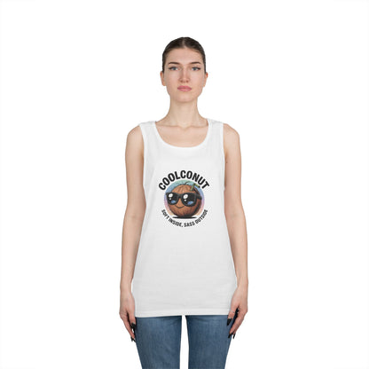 Coolconut Unisex Heavy Cotton Tank Top - Fun Summer Tee, Cute Beach Outfit, Vacation Wear, Gift for Him or Her, Trendy Summer Apparel