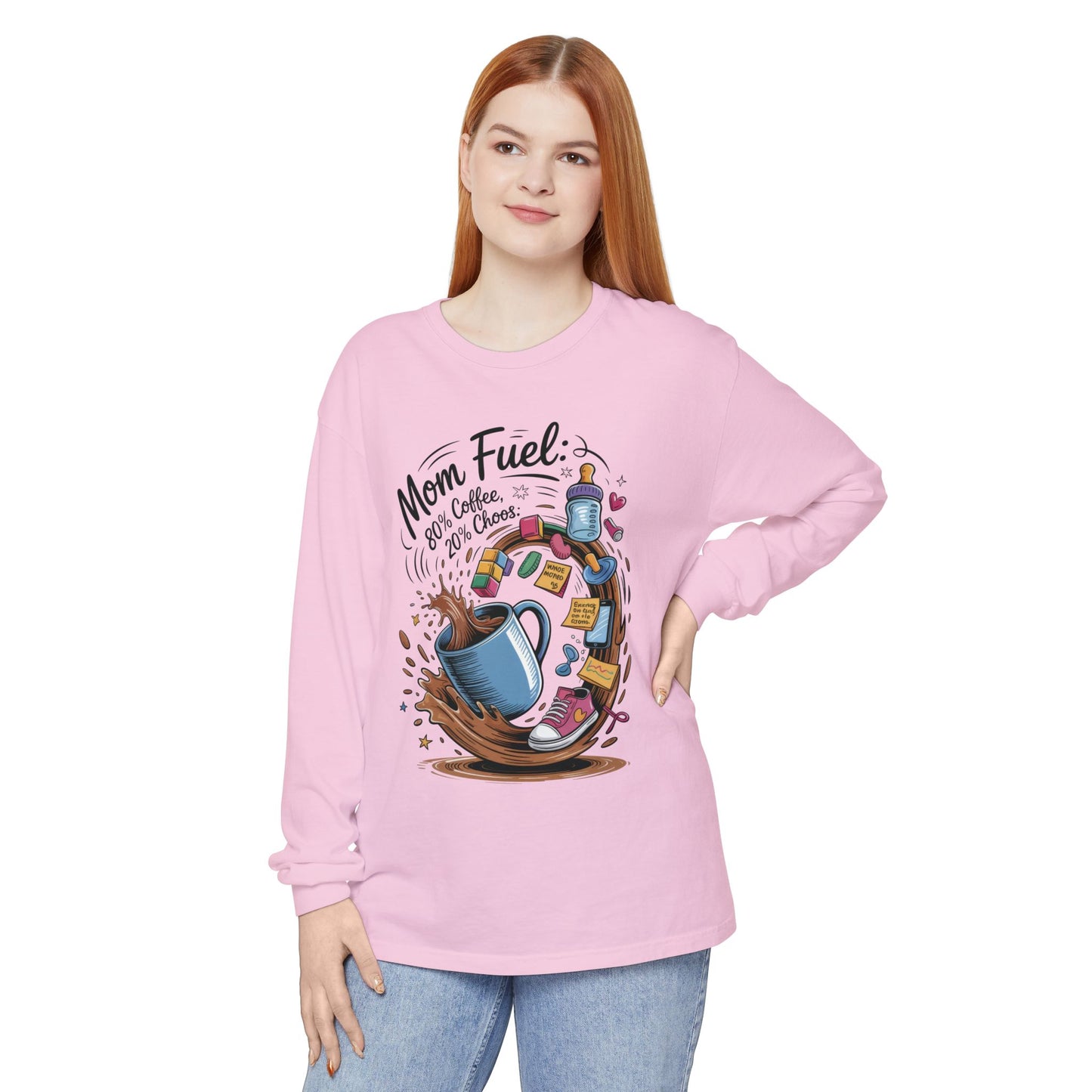 Mom Fuel Long Sleeve T-Shirt, Coffee Lovers Gift, Mother's Day Apparel, Cute Mom Shirt, Coffee Lover Mom Life Top, Coffee Lover's Tee
