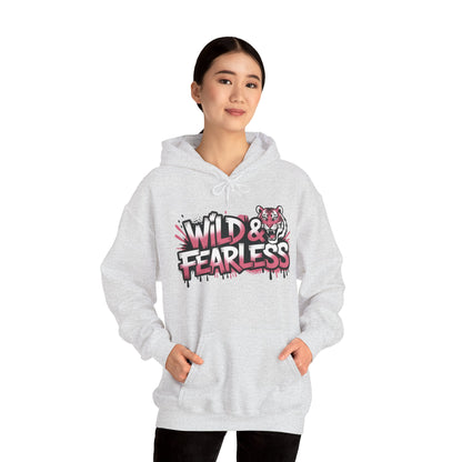 Women's Hoodie Wild & Fearless, Tiger Graffiti Graphic Pullover, Bold Urban Streetwear Hoodie
