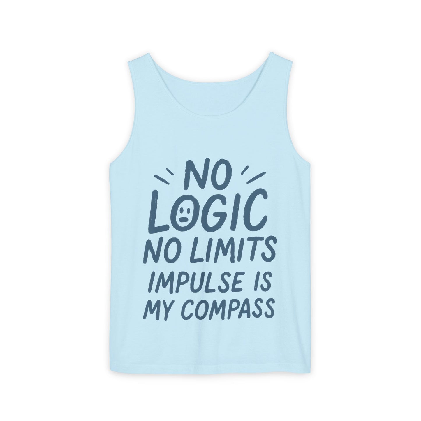Funny Mens Tank Top, No Limits Impulse Quote, Relaxed Fit Tee, Casual Wear for Creatives, Gift for Artists Impulsive Style Shirt