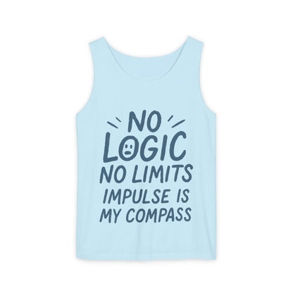 Funny Mens Tank Top, No Limits Impulse Quote, Relaxed Fit Tee, Casual Wear for Creatives, Gift for Artists Impulsive Style Shirt