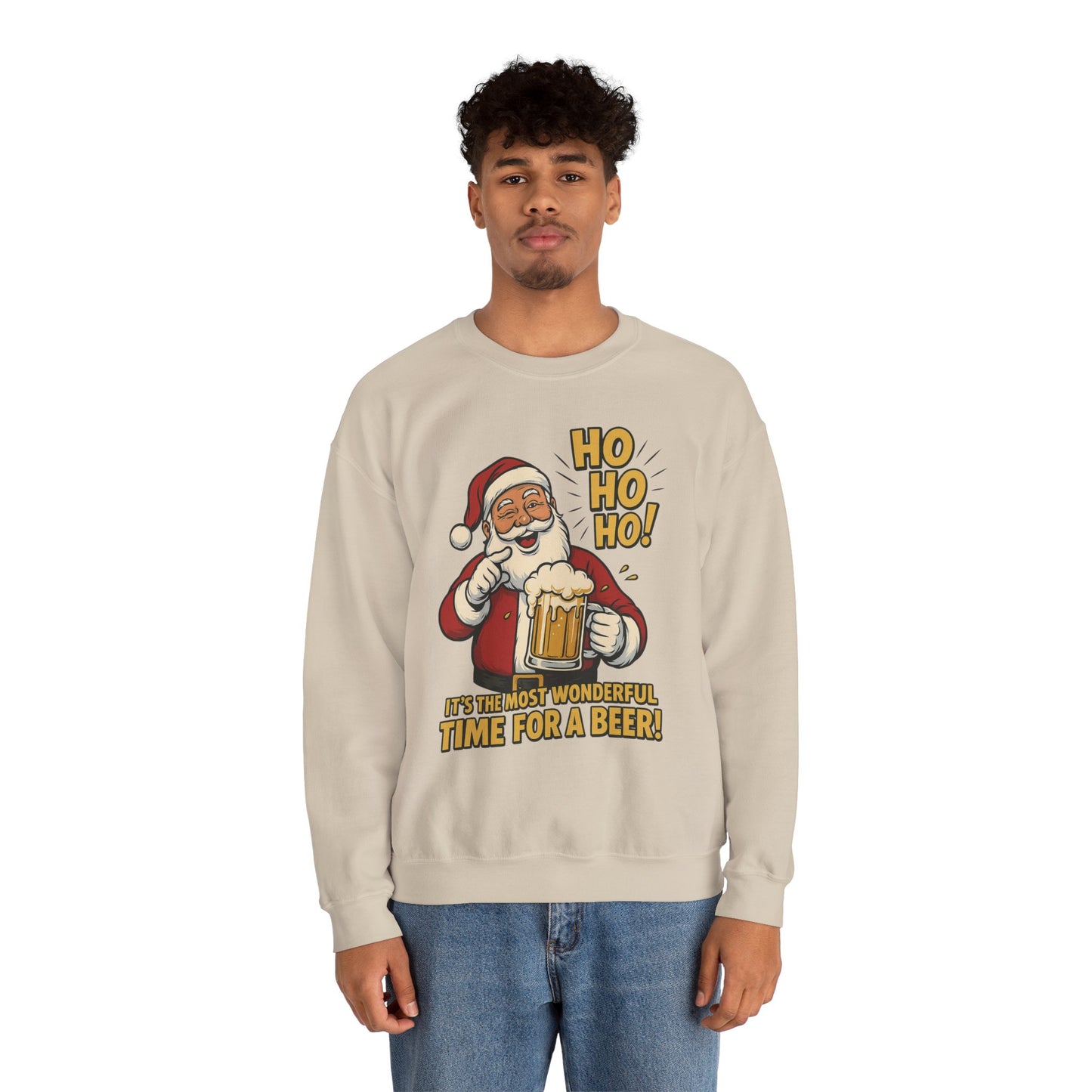 Funny Santa Beer Christmas Sweatshirt, Men's Holiday Pullover, Men's Heavy Blend™ Crewneck Sweatshirt