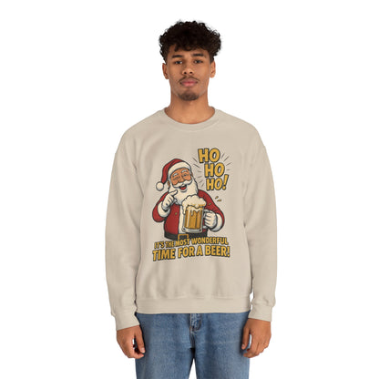Funny Santa Beer Christmas Sweatshirt, Men's Holiday Pullover, Men's Heavy Blend™ Crewneck Sweatshirt