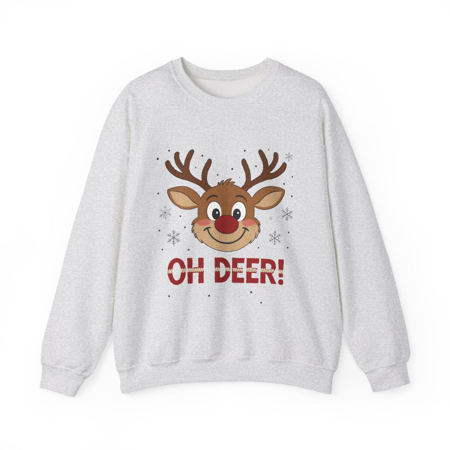 Womens Oh Deer Christmas Sweatshirt, Cute Reindeer Holiday Pullover, Women's Crewneck Sweatshirt