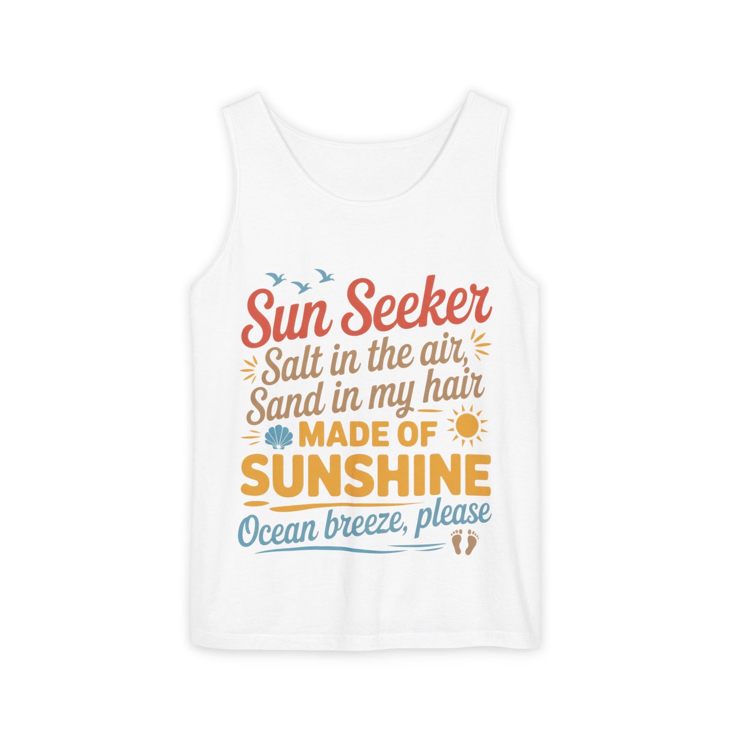 Sun Seeker Summer Quote Tank Top, Made of Sunshine Beach Vibes Tee, Ocean Breeze Please Tank Top for Women, Salt in the Air Sand Top