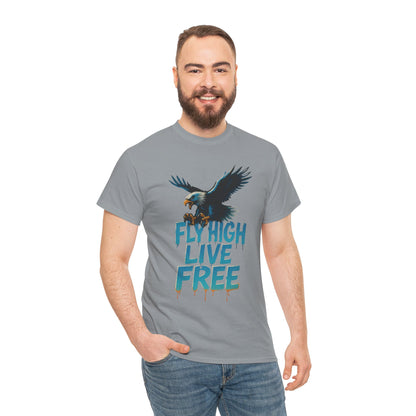 Fly High Live Free Eagle Graphic Mens T-Shirt, Eagle Tee, Fly Free Tee, Wild Flight