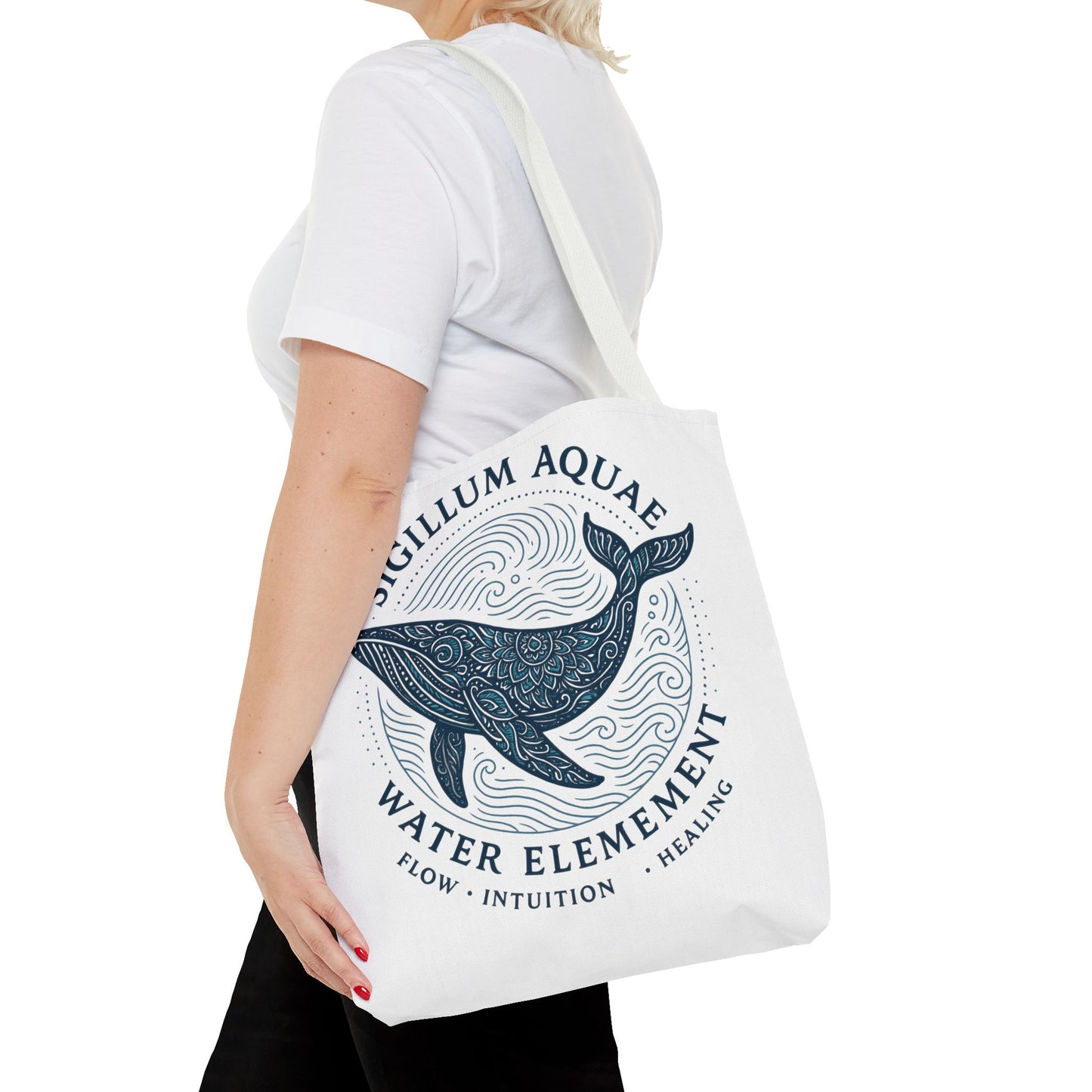 Whale Water Element Tote Bag: Spiritual Gift, Eco-Friendly, Beach Bag, Yoga Accessories, Meditation Essentials, Weekender Bag, Large Bag